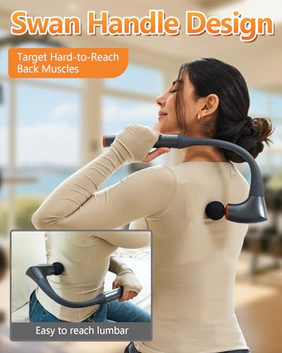 Convertible Massage Gun Deep Tissue for Back Neck Muscle Pain Relief - Electric Handheld Percussion Shoulder Massager Tool...