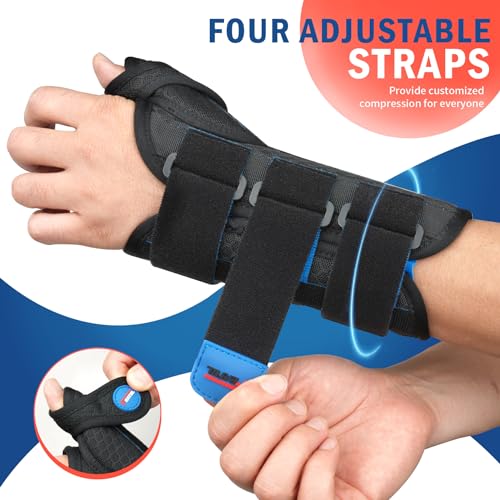 FEATOL Carpal Tunnel Wrist Brace Night Support, Thumb Spica Splint Right Hand for De Quervains Tenosynovitis, Tendonitis, ...