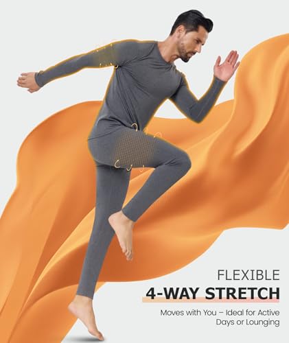SIMIYA Thermal Underwear Set for Men Long Johns with Fleece Lined