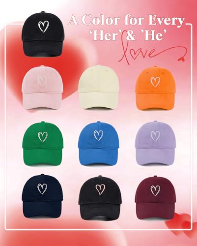 Zando Trendy Valentines Heart Baseball Caps for Women Men Girls Dad Adjustable Cute Cotton Ball Cap for Golf Tennies Travel