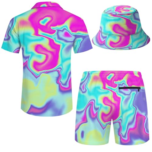 GIRPOL 2 Piece Outfits Hawaiian Shirt and Shorts with Hat