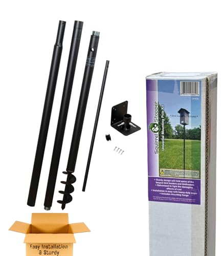 Universal Mounting Pole Kit – Heavy-Duty Rust-Resistant Bird House & Feeder Post with Versatile Mounting Flange, Threaded ...