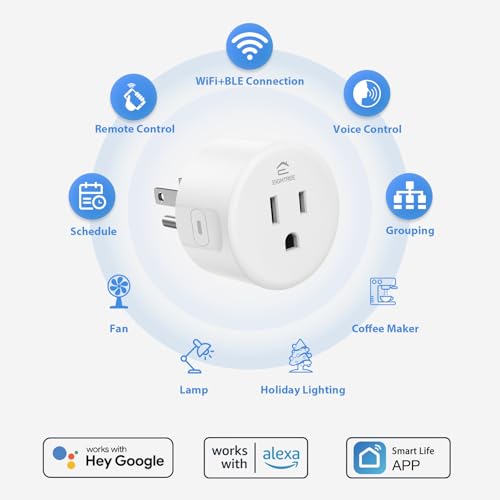 EIGHTREE Smart Plug, WiFi Outlet Works with Alexa & Google Home, Smart Home Socket with Remote Control & Timer Function, ...
