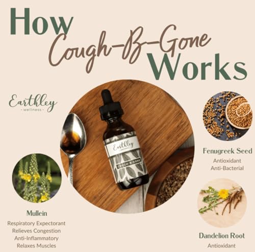 Earthley Wellness, Cough-B-Gone, Organic Herbal Formula, Alcohol-Free Herbal Tincture for Kids (6 Months+) & Adults, Cold ...