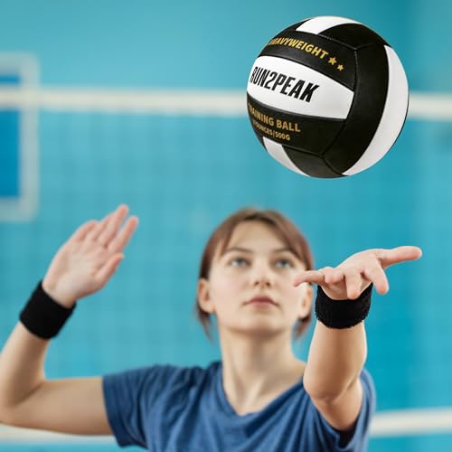 RUN2PEAK Setter Training Volleyball Official Size 5 Volleyballs Heavy Weight Ball PU Practice Volley Balls for Indoor Rebo...