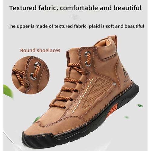 CrazySavage Mens Casual Leather Orthopedic Handmade Boots Fashion Mid Top Walking Driving Shoes Waterproof Arch Support Sp...
