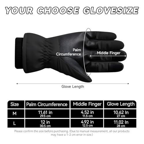 WishLotus Winter Ski Gloves for Women Men, Snow Warm Gloves with Anti-Lost Buckle for Skiing Biking Hiking in Cold Weather
