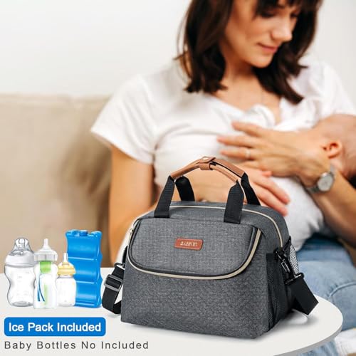 BABEYER Breastmilk Cooler Bag with Ice Pack Fits 6 Baby Bottles up to 9 Ounce, Wearable Breast Pumps Cooler Bag for Nursin...