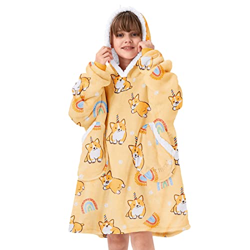 American Trends Wearable Blanket Hoodie, Oversized Sherpa Warm Hoodie Blanket Thick Sweatshirt, Gift for Women Men Girls