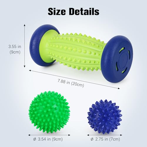 Massage Ball - 3 in 1 - with Foot Roller & Spiky Balls, Plantar Fasciitis Relief and Heel Spur Relief, Foot Roller Massage...