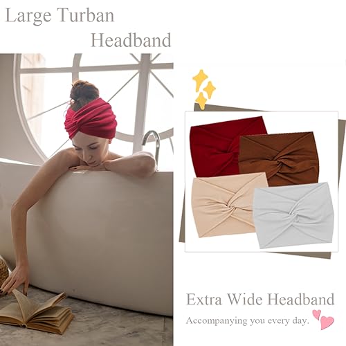Sefiinh Extra Wide Headbands For Women 7'' Large Headband Twist Head Bands Women's Hair Band Stretchy Turban Styling Acces...