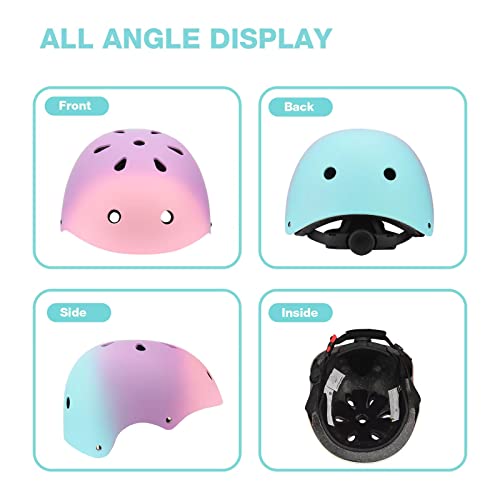 Color Gradient Adjustable Kids Bike Helmet Toddler Helmets for 3-5-8-14 Years Kids Girls Boys Youth Bicycle Helmet for Sco...
