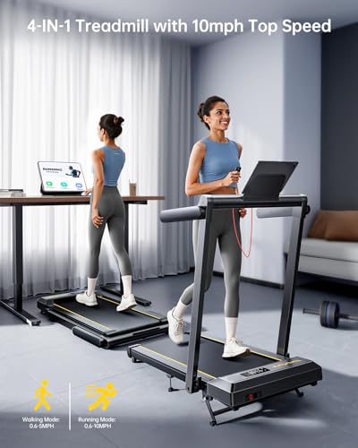 TOPUTURE Walking Pad Treadmill with 12% Incline, 4 in 1 Folding Treadmill for Home/Office with Handle Bar, 2.5HP Under Des...