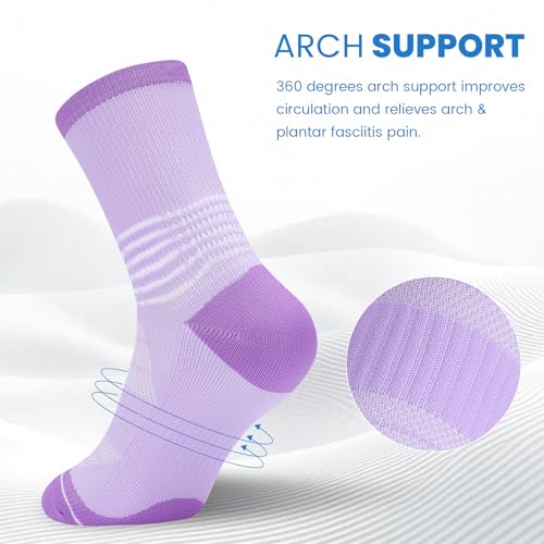 IRAMY Crew Compression Socks for Women Men with Ankle Arch Support Plantar Fasciitis Relief 3/6 Pairs