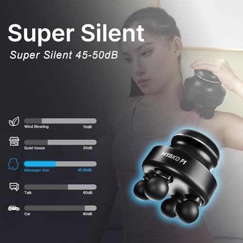 HYAKO F1 4-Heads Handheld Electric Deep Tissue Body Massager – Portable Orbital Professional Muscle Massager Tool for Easi...