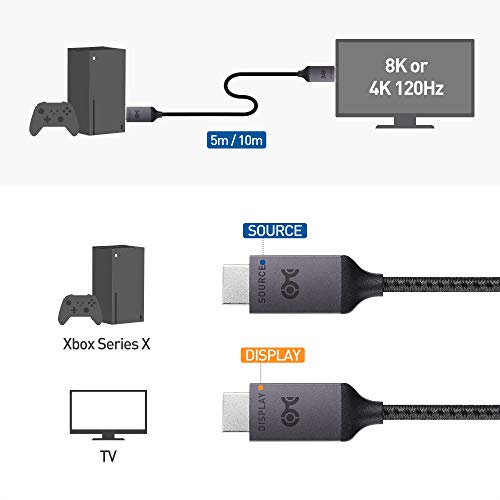 Cable Matters [Designed for Xbox Certified] Unidirectional Active 8K @60Hz Fiber Optic HDMI Cable 16.4 ft / 5m - Supportin...
