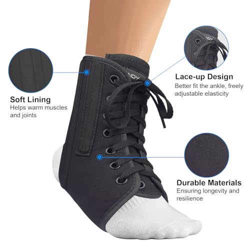 AIDY-PRO Lace Up Ankle Brace with Metal Side Stabilizers, Adjustable Lace-Up Ankle Braces for Men and Women Sprained Foot ...