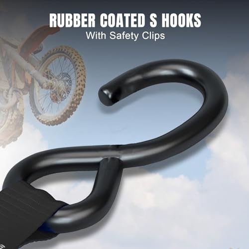 Jack Boss Ratchet Tie Down Straps Set,1500 lbs Break Strength, 1" x 15' Heavy Duty Ratchet Straps with 4X Soft Loops Padde...
