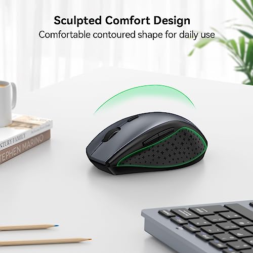 TECKNET Wireless Mouse, 2.4G USB Computer Mouse with 6-Level Adjustable 4800 DPI, Silent Quiet Click，30 Months Battery, Er...