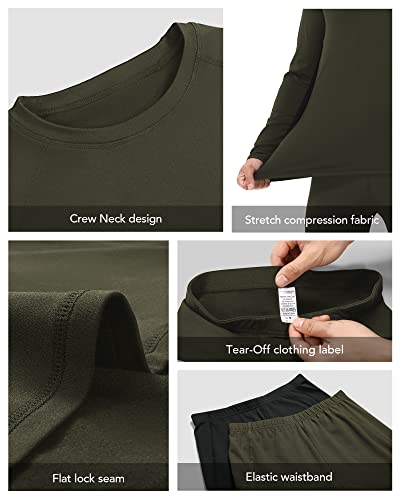 Roadbox Thermal Underwear for Men: Fleece Lined Long Johns Base Layer Ski Thermals Top and Bottom Set