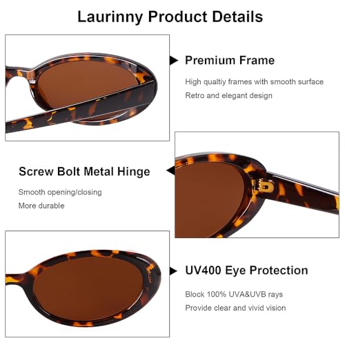 Laurinny 90s Sunglasses for Women Men Retro Small Oval Sunglasses
