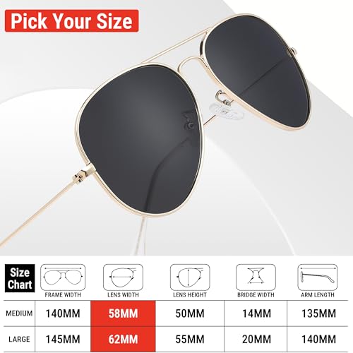 Pro Acme Aviator Sunglasses for Men Women Classic Polarized UV400 Protection