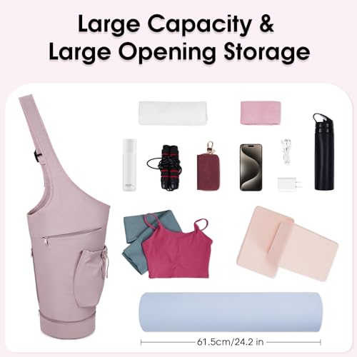 sportsnew Yoga Mat Bag, Large Opening Long Tote Yoga Mat Carrier Holder Bag with Waterproof Wet Pocket and Drawstring Wate...