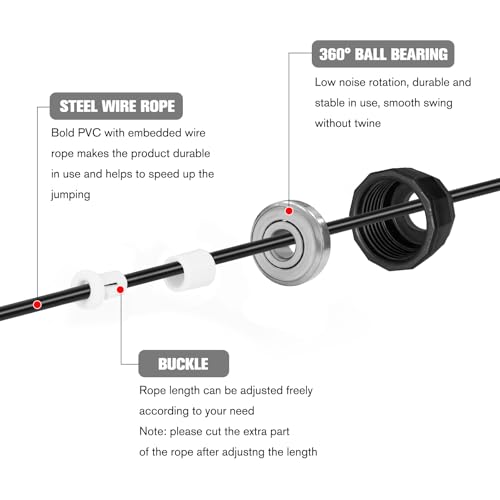 BLEUM CADE Adjustable Jump Rope, Skipping Rope with Ball Bearings, with Foam Handles for Fitness, Home Exercise & Slim Bod...