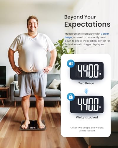 RENPHO 550lb Scale for Body Weight, Digital Bathroom Scale with Large LED Display, Big Platform Weighing Machine with Extr...