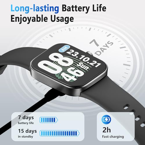 UMAwangfit Smart Watch for Men Women, 1.85" HD Touchscreen Fitness Tracker, Bluetooth Notifications/Calls, IP68 Waterproo...