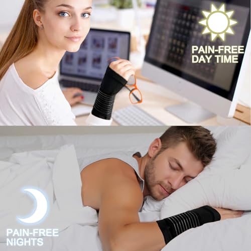 WOXVM 2 Pack Wrist Brace, Compression Wrist Support Splint for Women Men, Adjustable Wrist Strap Compression Wraps Fit Rig...