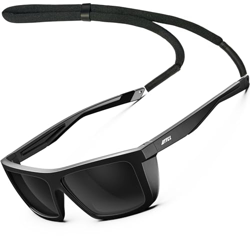 ATTCL Sports Polarized Sunglasses for Men: Secure Anti-Slip Lightweight TR90 Square Frame UV Protection for Driving Fishing