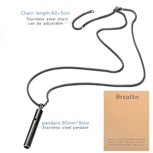 Anxiety Breathe Easy Necklace Mindfulness Breathing Necklace Breathlace Stainless Steel Pendant for Natural Calm & Stress ...