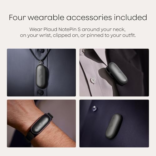 Plaud NotePin S AI Voice Recorder, Wearable AI Notetaker, AI Transcribe & Summarize, Support 112 Languages, 64GB Memory, A...