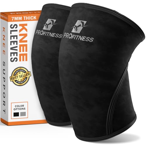 ProFitness Knee Sleeves Weightlifting Men & Women - 7mm Thick Premium Neoprene Weight Lifting Knee Sleeve for Women & Men ...