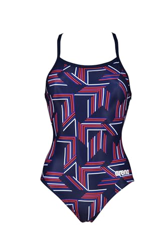 ARENA Performance Girls' Puzzled Team Print Light Drop Back Youth Bathing Swimsuit
