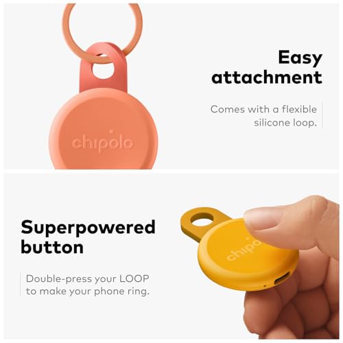 Chipolo LOOP - Rechargeable Bluetooth Tracker for Key and Pocket Location, Compatible with Apple or Google, Call Your Phon...