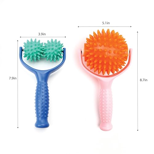 2PCS Handheld Spiky Massage Balls Rollers Compact and Portable Muscle Relaxation Tools with Handle-Deep Tissue for Pain Pr...