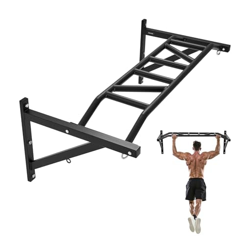 VEVOR Pull Up Bar, Multi-Grip Wall Mounted Pull Ups, 50 in Width Multifunctional Chin Up Training Station, Heavy Duty Stee...