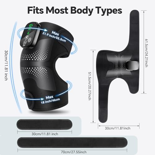 Knee Massager, Cordless Heated Knee Brace Wrap, Rechargeable Knee Massager for Knee Shoulder Elbow Pain Relief, Heating Kn...