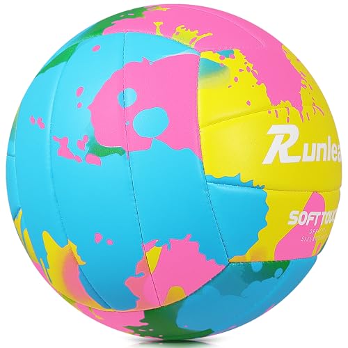 Runleaps Beach Volleyball Official Size 5 Soft Waterproof Volleyball Sand Sports PU Ball for Indoor, Outdoor, Pool, Gym, T...