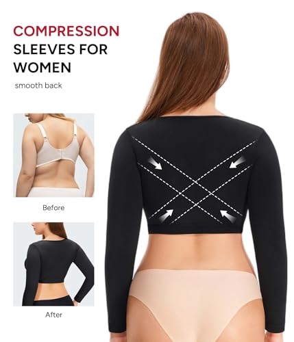 Nebility Arm Compression Sleeve Women Arm Shaper Post Surgery Post Surgery Front Closure Bra