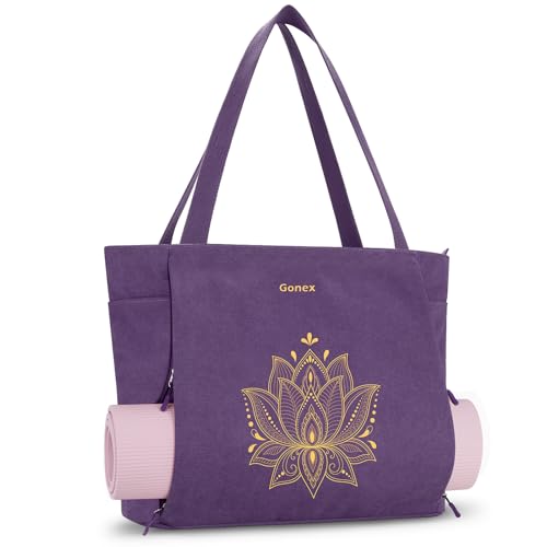Gonex Yoga Mat Bag, Large Tote Bag with Multi Pockets for Women Men, Canvas Mat Carrier, Full Zipper Easy Access for Pilat...