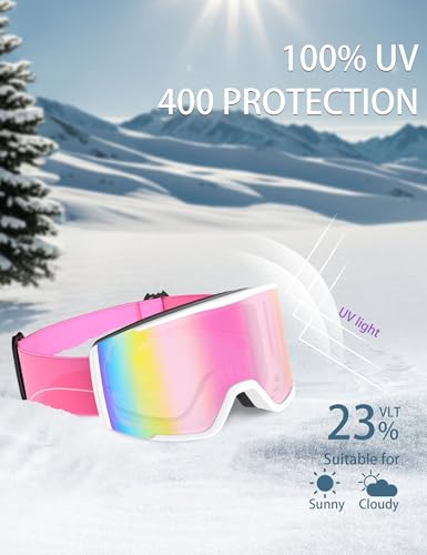 Golulus Ski Goggles For Men Women,Anti Fog UV Protection Snowboard Goggle for Adult Youth,Snow Goggles Over Glasses