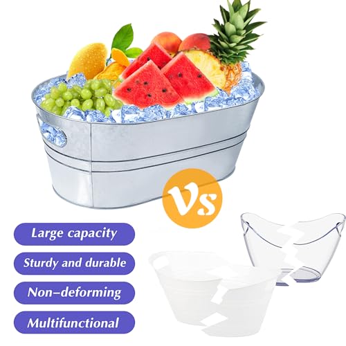 4 Gallon Ice Buckets for Parties, IKAYAS Galvanized Metal Ice Bucket Ice Tub with Scoop for Cocktail Bar Mimosa Bar Suppli...