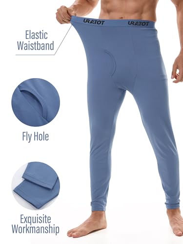 URATOT Men's Thermal Underwear Bottom Fleece Long Johns for Men Soft Warm Base Layer Thermal Pants for Cold Weather