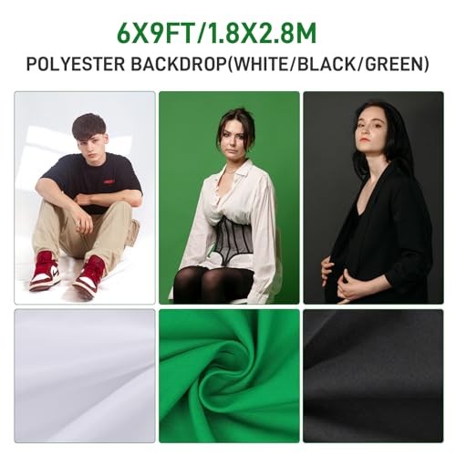 Photography Lighting kit with Backdrops, 8.5x10ft Backdrop Stands, Zyernar LED Bulbs Umbrella Softbox Continuous Lighting,...