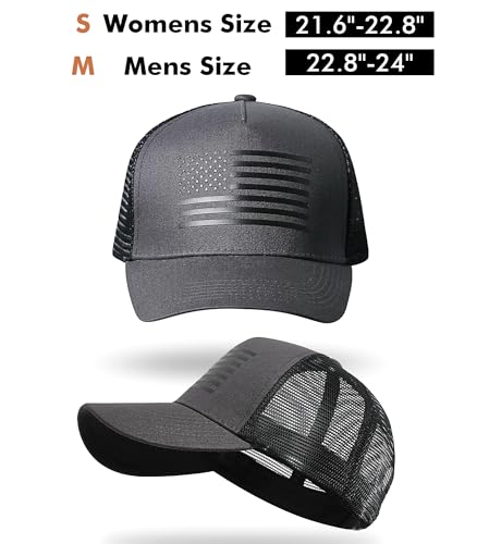 American Flag Trucker Hat Baseball Cap Snapback Fitted Hats for Men Women Snap Closure Design Breathable Mesh Side Durable