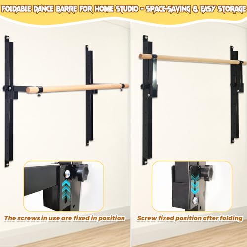 Seliyoo Height Adjustable Ballet Barre Foldable Ballet Bar Dance Training Barre,Wall Mount With Solid Beech Wood Bar,Home ...