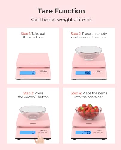 MUNBYN Shipping Scale, Accurate 66lb/0.1oz Postal Scale with Sweet Pink Style, Hold/Tear/PCS Function, Auto-Off, Battery &...